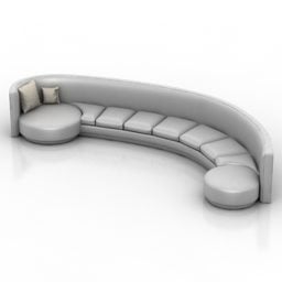 Modelo 3D de sofá grande curvo com vários lugares