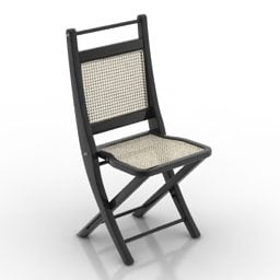 كرسي قابل للطي خشب أسود موديل 3D