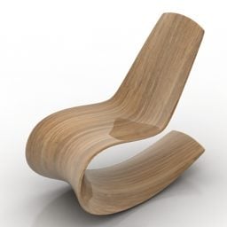 كرسي بذراعين خشبي منحني نموذج جوليون ثلاثي الأبعاد