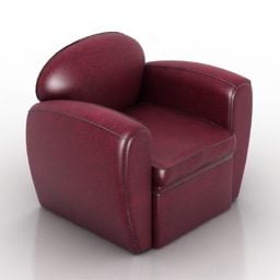 Skórzany fotel ciemnoczerwony Model 3D