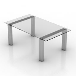 3D-Modell eines rechteckigen Glastischs