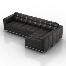 Canapé d'angle en cuir noir modèle 3D