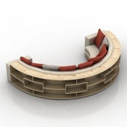 Dřevěná pohovka Radial Shaped 3D model