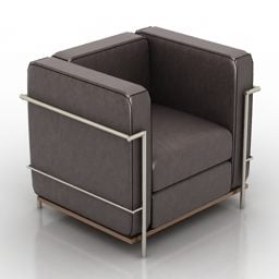 Modern Brown Armchair With Steel Frame 3d model