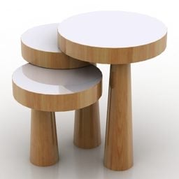 Stiliserat runt bord Olika storlekar 3d-modell