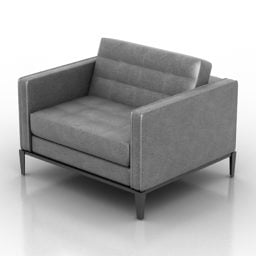 Moderne Sofa Lænestol Grå Læder 3d model