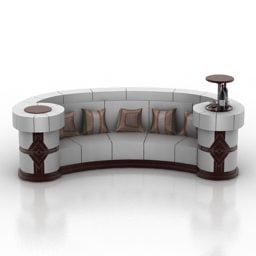 Modello 3d a forma curva di divano antico