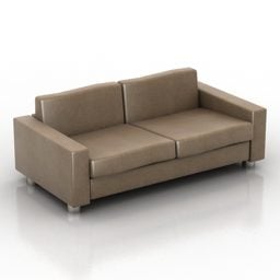 Mẫu ghế sofa da màu nâu Loveseat mẫu 3d