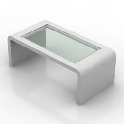 Curved Table With Top Glass 3d model