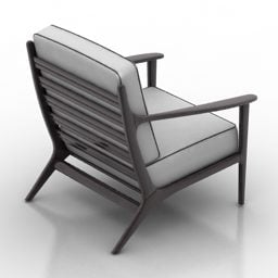 أريكة حديثة كرسي بذراعين قماش رمادي نموذج ثلاثي الأبعاد