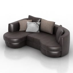 Brown Leather Sofa Pillows 3d model