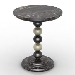 Antiker runder Tisch, schwarz, 3D-Modell