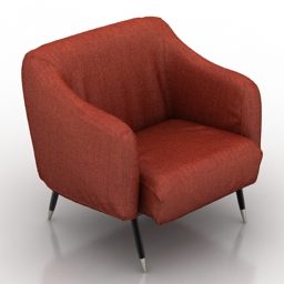 Velvet Red Sofa Armchair 3d model