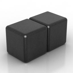Kübik Koltuk Siyah Deri 3d modeli