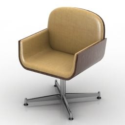 كرسي بذراعين جلدي ذو ساق واحدة نموذج ثلاثي الأبعاد
