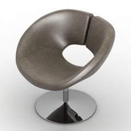 Circle Leather Armchair Steel Leg 3d model