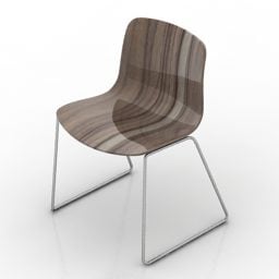 Curved Back Chair Iron Leg 3d model