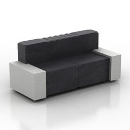 Black Sofa Block Style 3d model