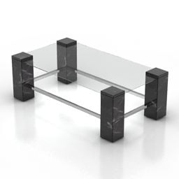 Tavolo rettangolare con piano in vetro modello 3d