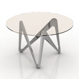 Pyöreän pöydän lasipäällinen 3D-malli