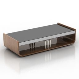Table en bois avec cadre incurvé modèle 3D