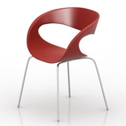 Fotel z czerwonym plastikowym oparciem Model 3D