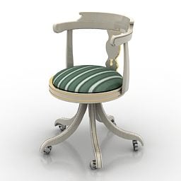 เก้าอี้อาร์มแชร์ล้อสไตล์โบราณแบบ 3 มิติ
