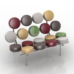 نموذج أريكة مارشميلو دائري الشكل ثلاثي الأبعاد