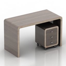 Arbejdsbord glat kant højre kabinet 3d model