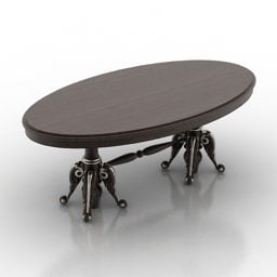 Antique Wooden Oval Table 3d model