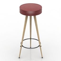 Chaise de bar avec coussin rouge modèle 3D