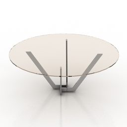 نموذج طاولة زجاجية مستديرة بسيطة ثلاثية الأبعاد