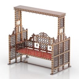 Sofá nupcial tradicional de madera modelo 3d