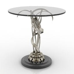Round Glass Table Vintage 3d model