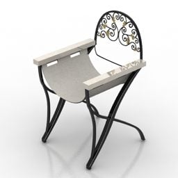 نموذج كرسي بذراعين بإطار حديدي عتيق ثلاثي الأبعاد