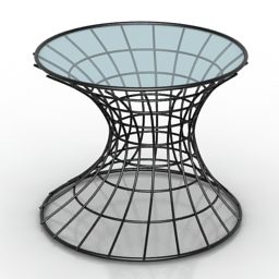 Pyöreä lasipöytä rautakehykset 3d-malli
