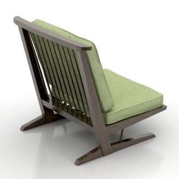 كرسي صالة بإطار خشبي نموذج ثلاثي الأبعاد