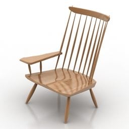 เก้าอี้ไม้อาร์มแชร์เฟอร์นิเจอร์ทันสมัยแบบ 3 มิติ