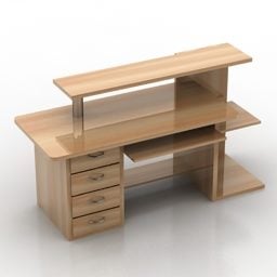 Mô hình 3d bàn gỗ phong cách Pc