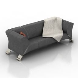 Sofa z szarej tkaniny Rolf-benz Model 3D