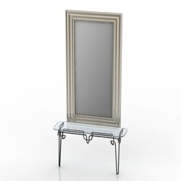 Antique Dressing Table With Mirror V1 3d model