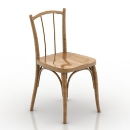كرسي خشب لتناول الطعام نموذج ثلاثي الأبعاد