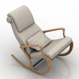 صندلی گهواره ای چرم خاکستری مدل سه بعدی