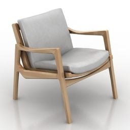 كرسي خشب بذراعين طراز حديث نموذج ثلاثي الأبعاد