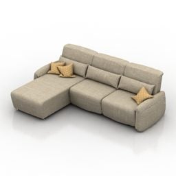 Коричневий шкіряний розкладний диван Ada 3d модель