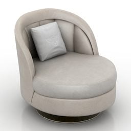 كرسي بذراعين دائري جلد بيج موديل 3D