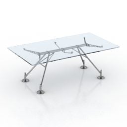 طاولة زجاجية مستطيلة بأرجل معدنية نموذج ثلاثي الأبعاد