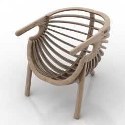 صندلی چوبی منحنی شکل سه بعدی