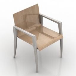كرسي بذراعين حديث بإطار خشبي نموذج ثلاثي الأبعاد
