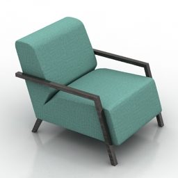 现代扶手椅 Foxi 蓝色面料 3d 模型